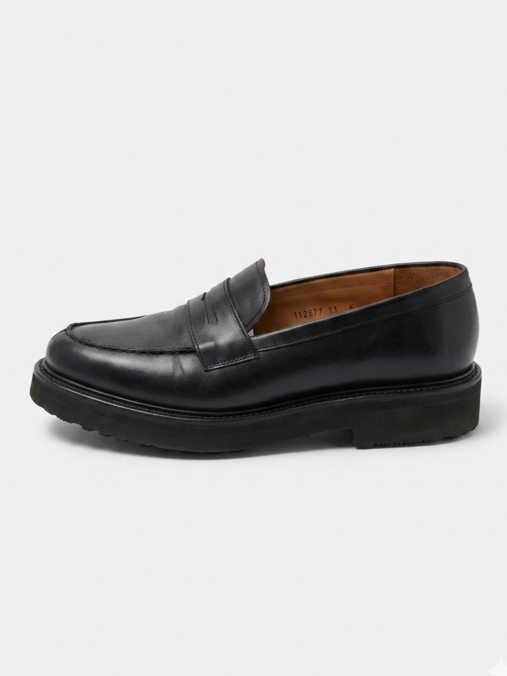 Grenson Peter Black Leather Penny Loafers Men’s US 12/ UK 11 Chunky Sole